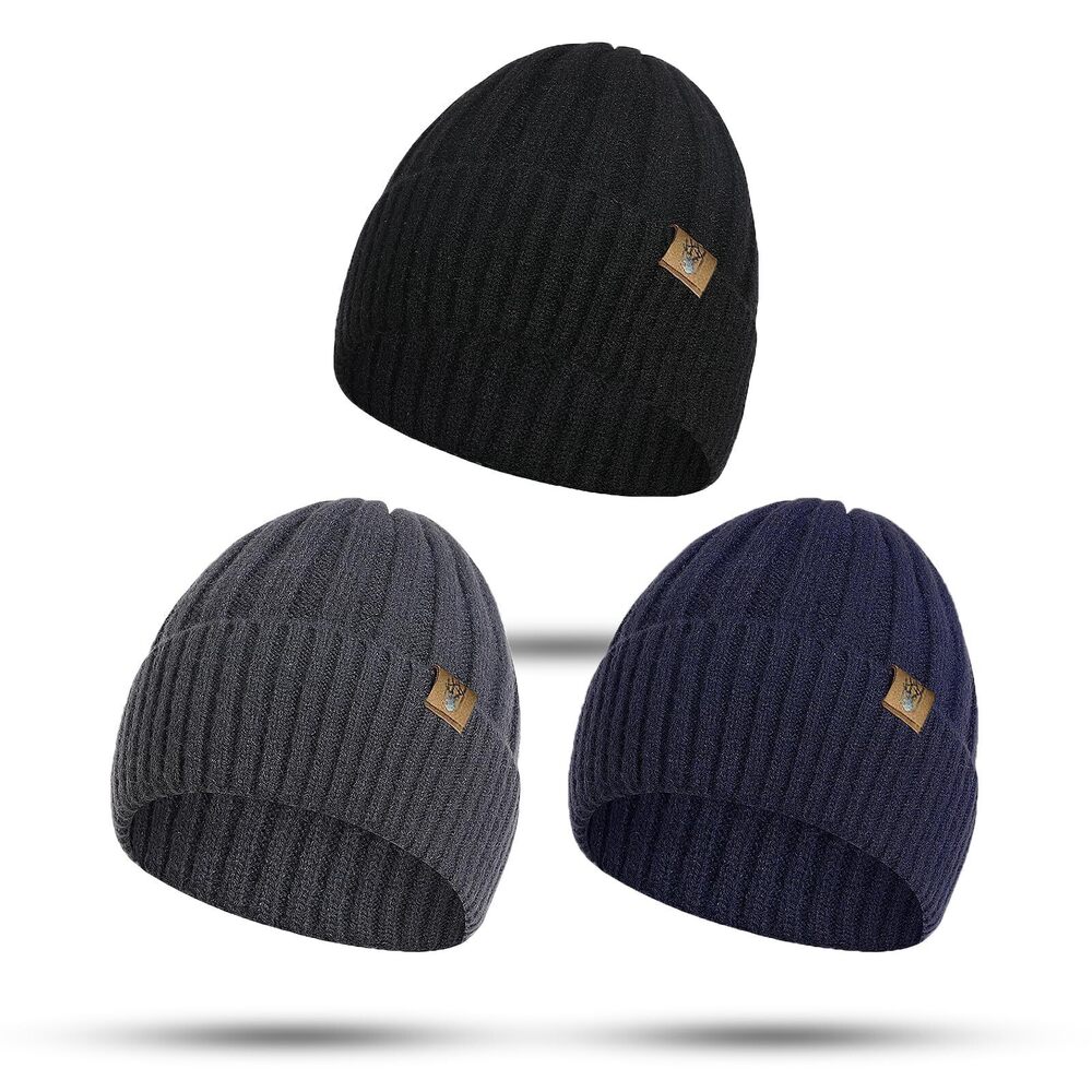 8689 Beanie Hat Warm 's Knit Beanie Hat Winter Hats with Fleece Lined Soft